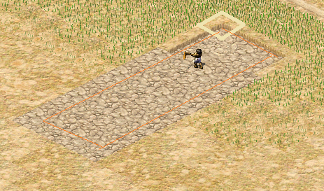 Construction site with bricklayers