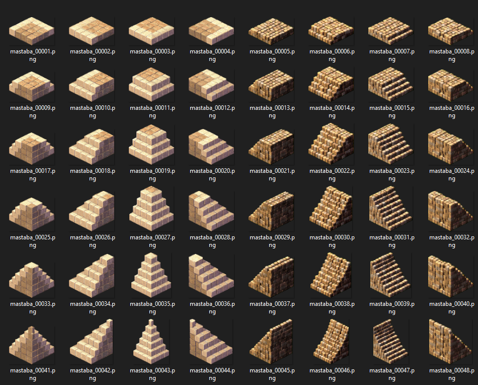 Assembled mastaba textures