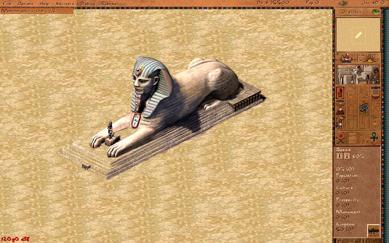 The completed sphinx in a desert city