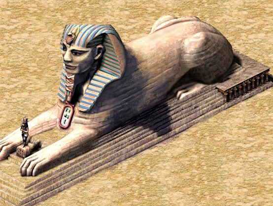 Close-up of the finished sphinx statue
