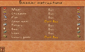 Bazaar Special Orders window from the original game