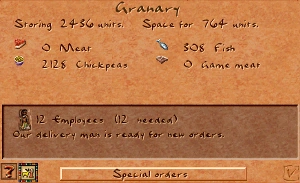 Granary right-click info window from the original game