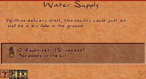 Water Supply right-click info window from the original game