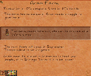 Floodplain farm right-click info window from the original game