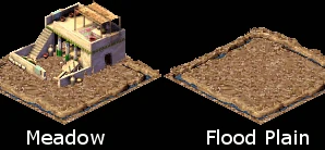 Floodplain farms in various growth stages