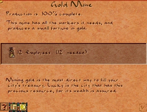 Gold Mine right-click info window from the original Pharaoh/Cleopatra