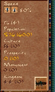 The ratings and game-speed section of the side panel