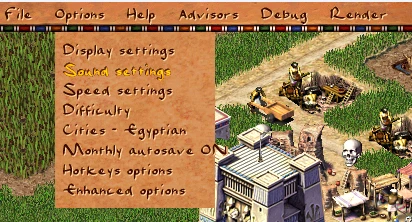 The open Options menu in the top bar